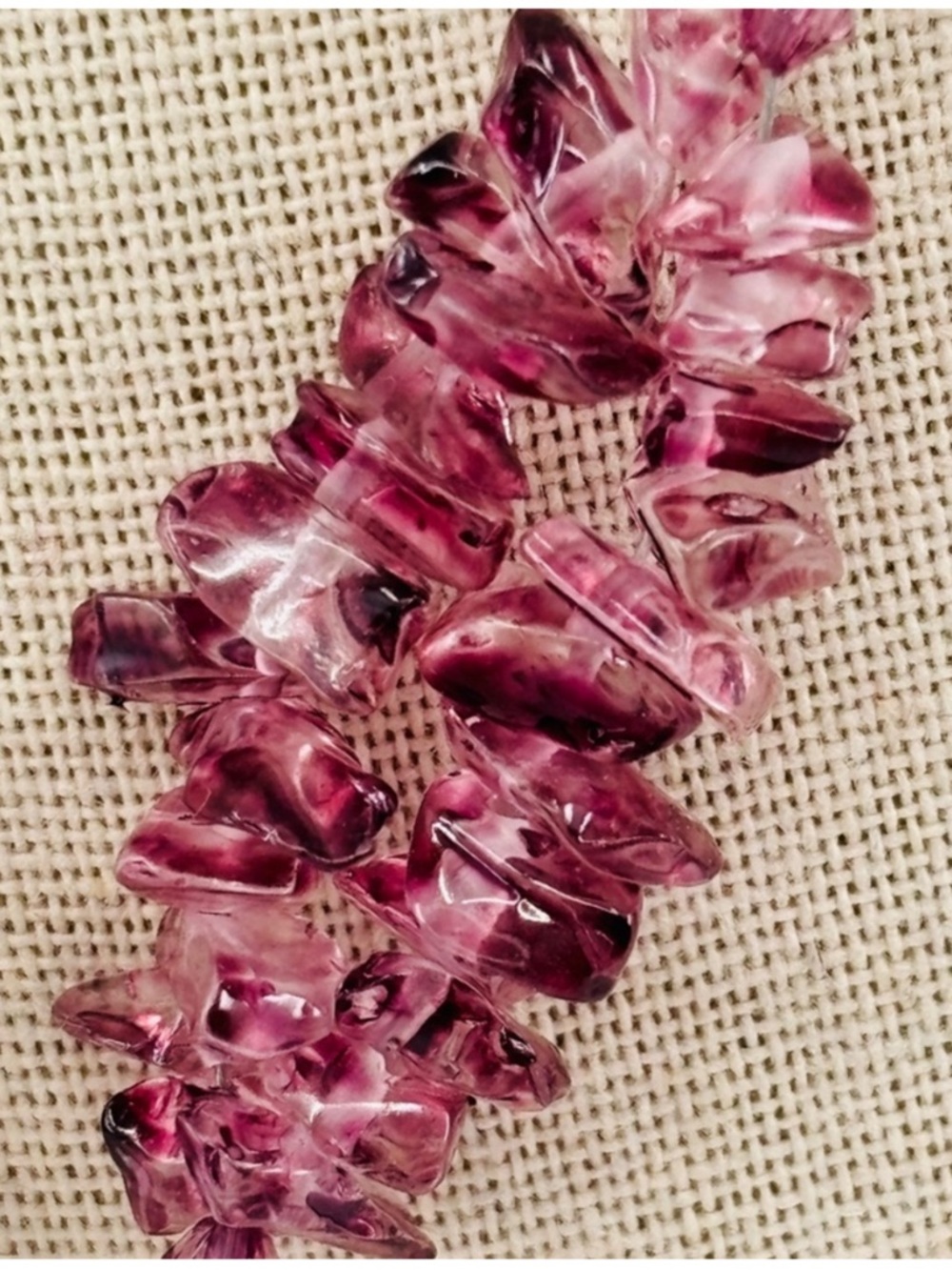 Purple Agate, Carnelian and Glass Boho Necklace - Picture 5 of 11